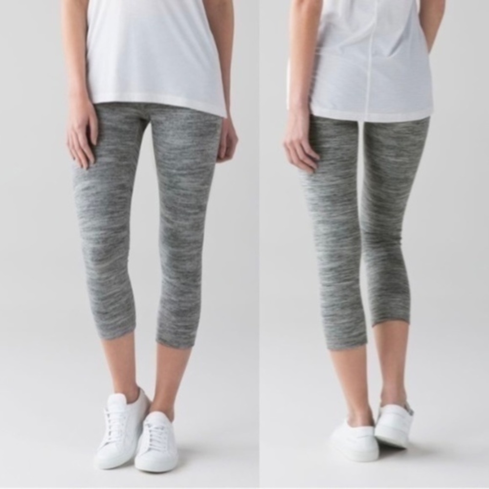 Lululemon Wunder Under Crop (Hi-Rise) Space Dye Camo Seal Grey Deep Coal size 4